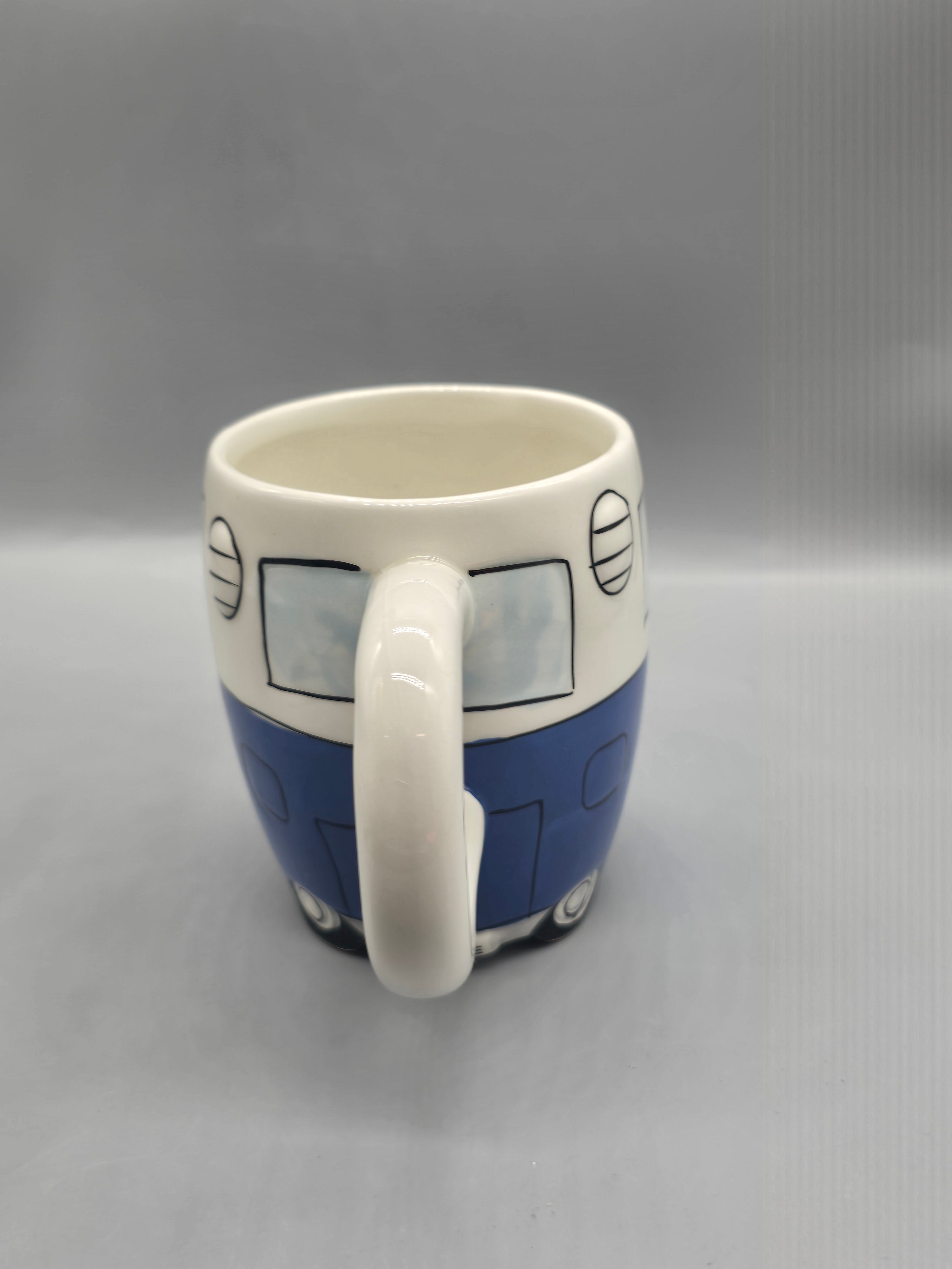 Vintage Volkswagen VW Camper Bus Ceramic Coffee Mug Blue White Peace Hippie Van