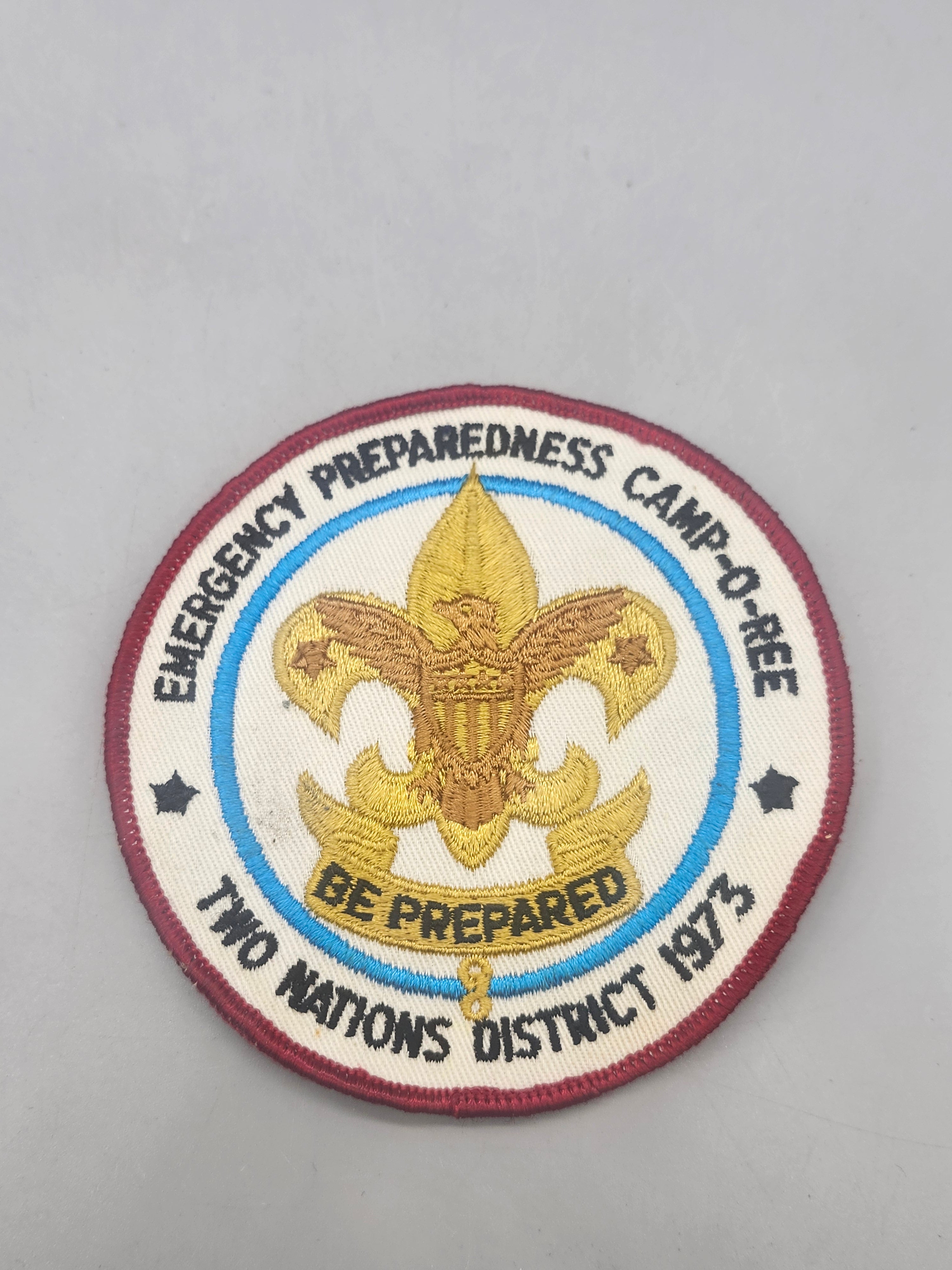 Vintage BSA Emergency Preparedness Camp-O-Ree 1973 Two Nations Patch 4"