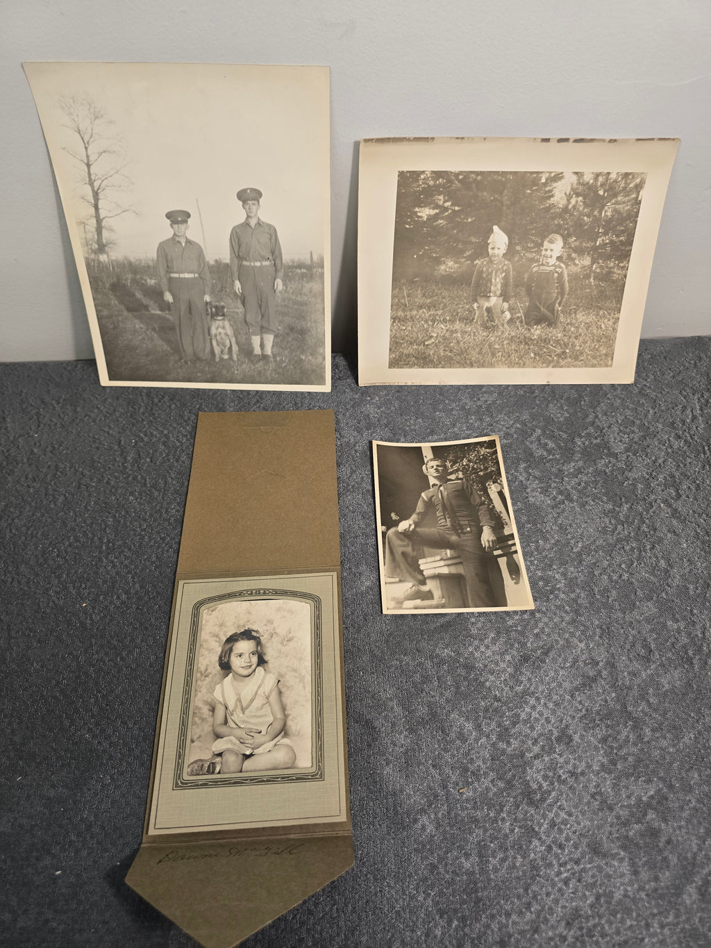 Title: Lot of 5 Vintage Black & White Photographs Military Family Children Portraits 1930s-1950s