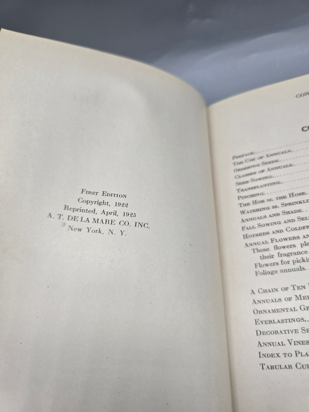 Antique 1925 A Little Book of Annuals – Alfred C. Hottes Hardcover