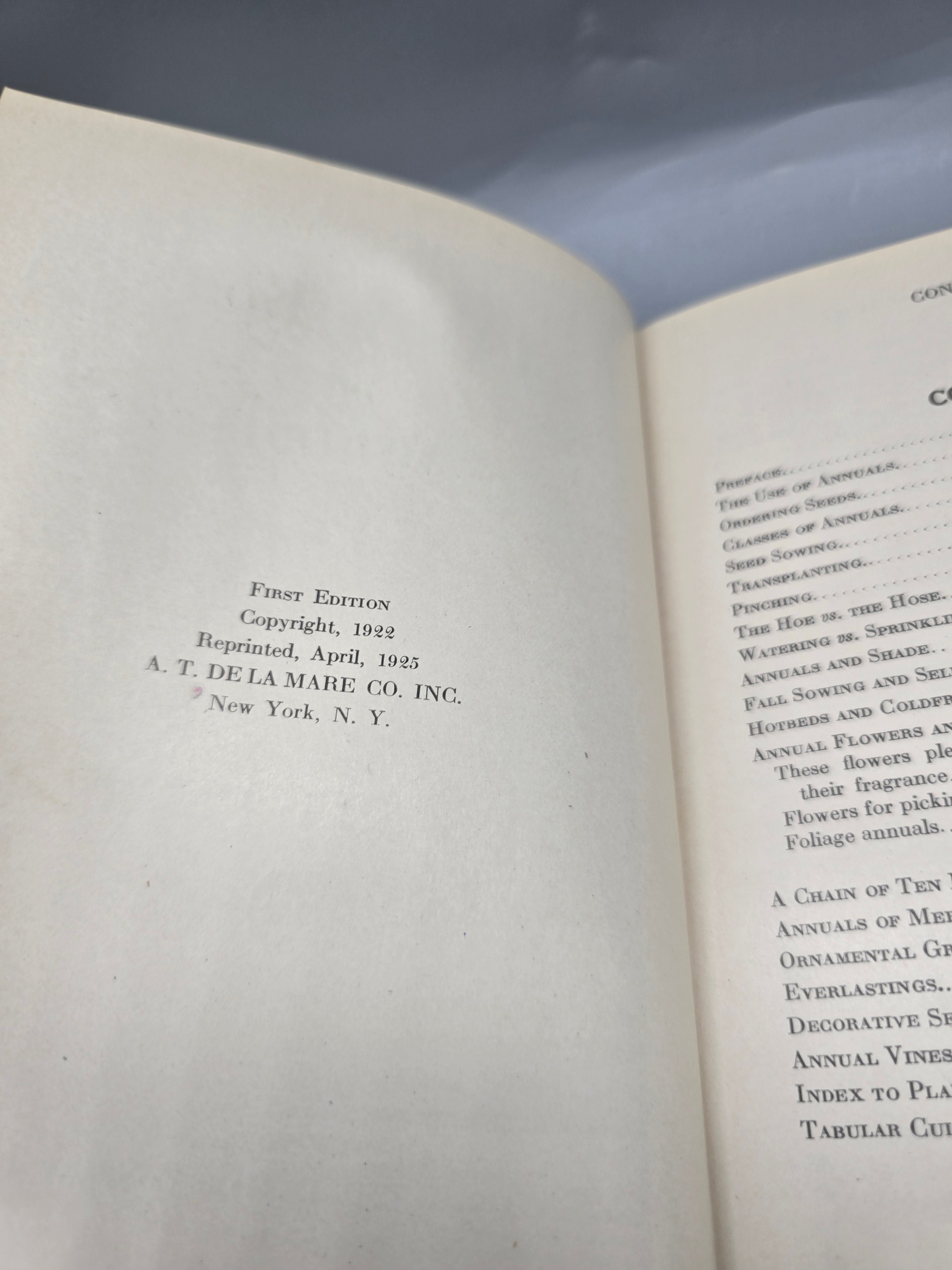 Antique 1925 A Little Book of Annuals – Alfred C. Hottes Hardcover