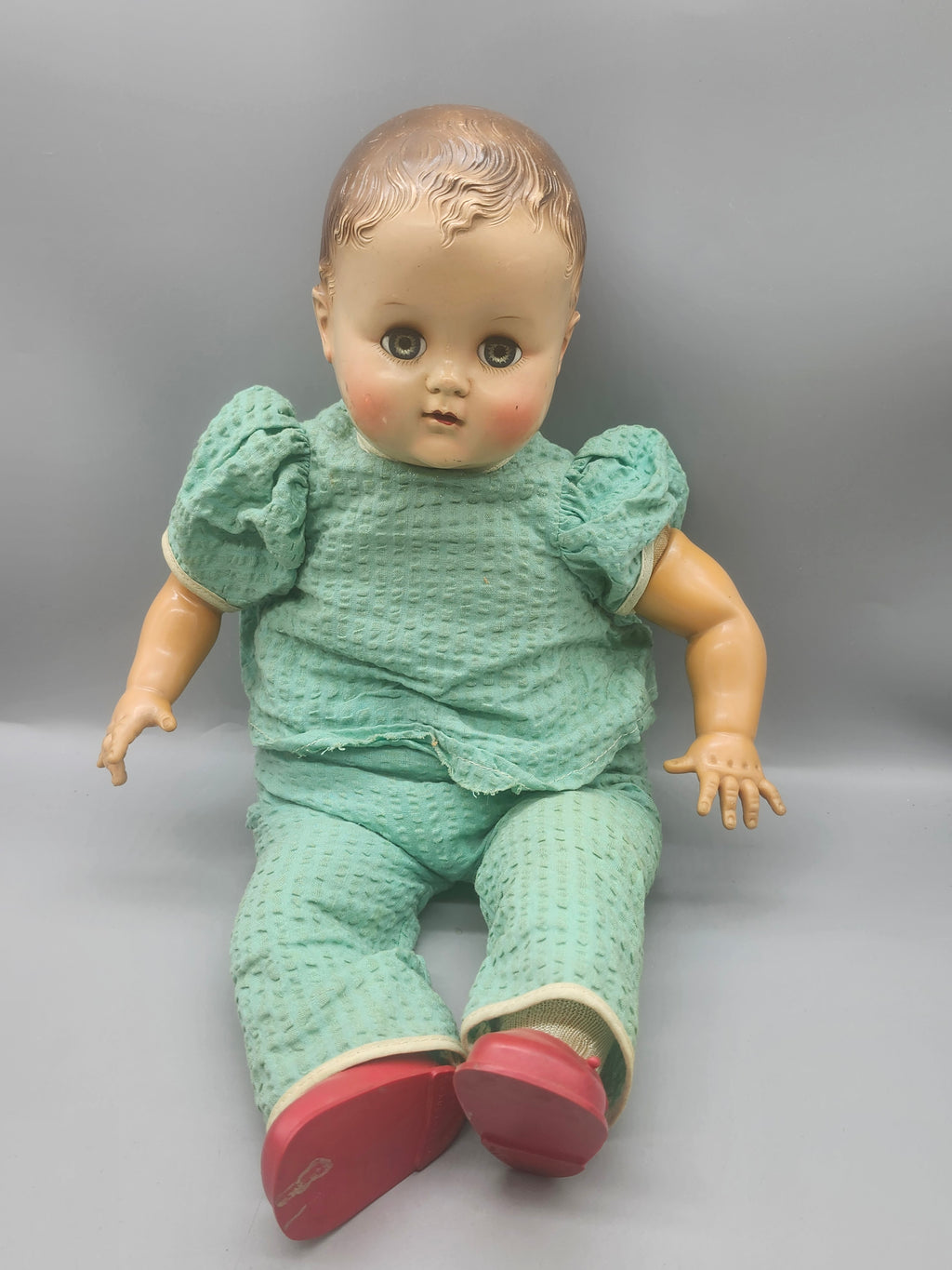 Vintage R&B Composition Baby Doll Sleep Eyes Cloth Body 16"