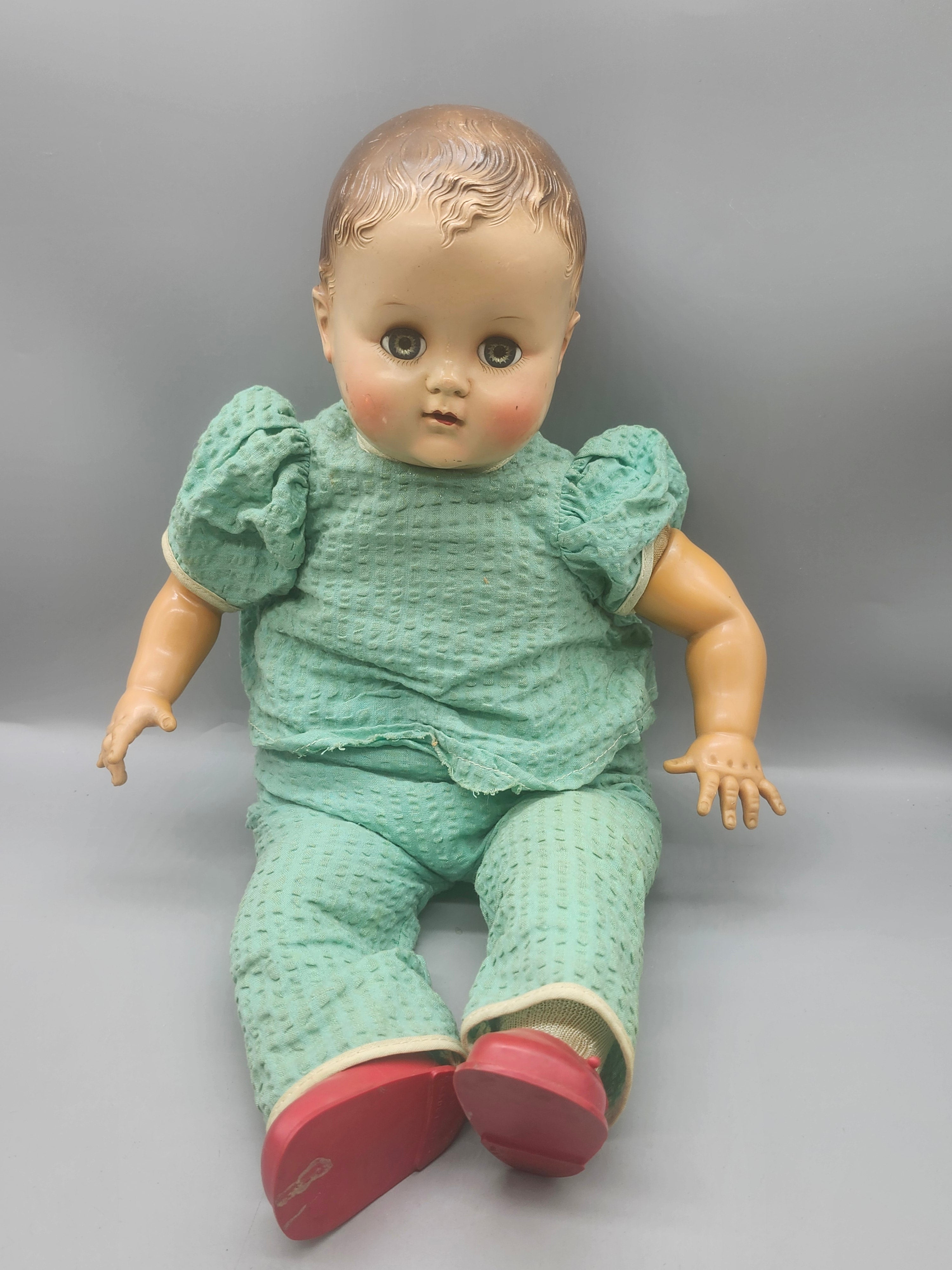 Vintage R&B Composition Baby Doll Sleep Eyes Cloth Body 16"
