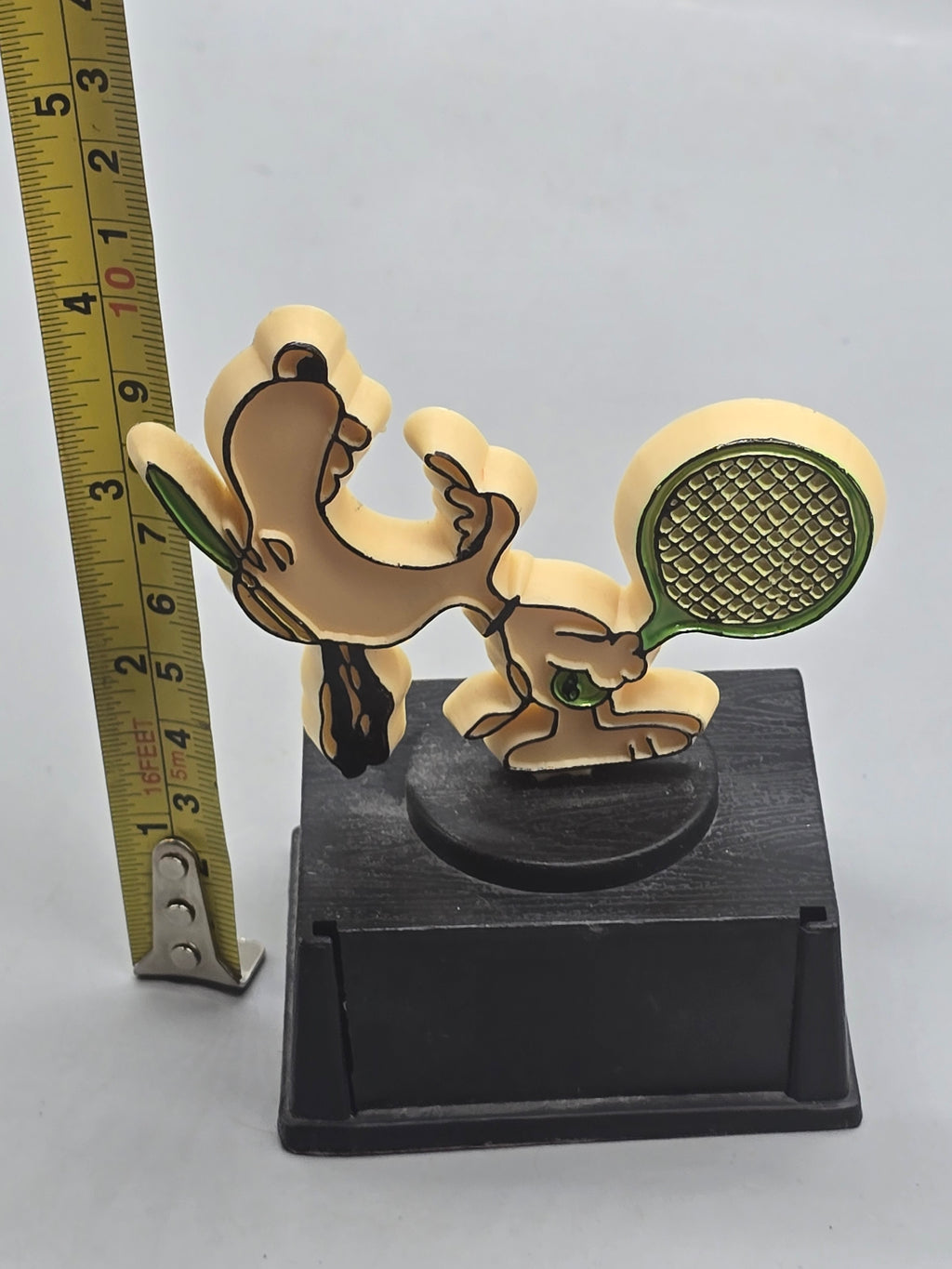 Vintage 1958 Snoopy Tennis Trophy Figurine Peanuts Award Statue on Black Base