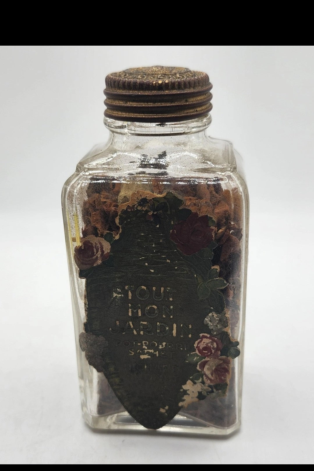 Vintage Richard Hudnut Tout Mon Jardin Potpourri Glass Bottle Vanity Decor