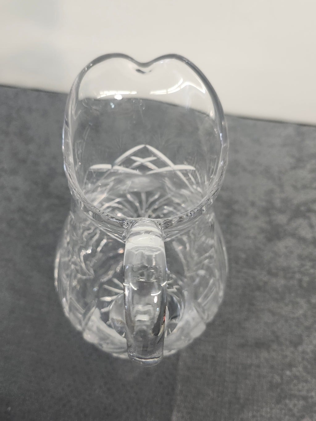 Vintage Cut Crystal Pitcher Etched Rose Floral Water Juice Vase 10"