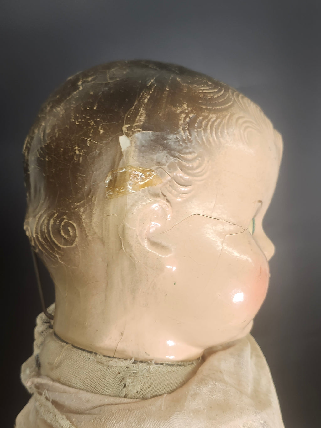 Vintage 1930s Composition Baby Doll 21” Sleep Eyes Teeth Original Clothing