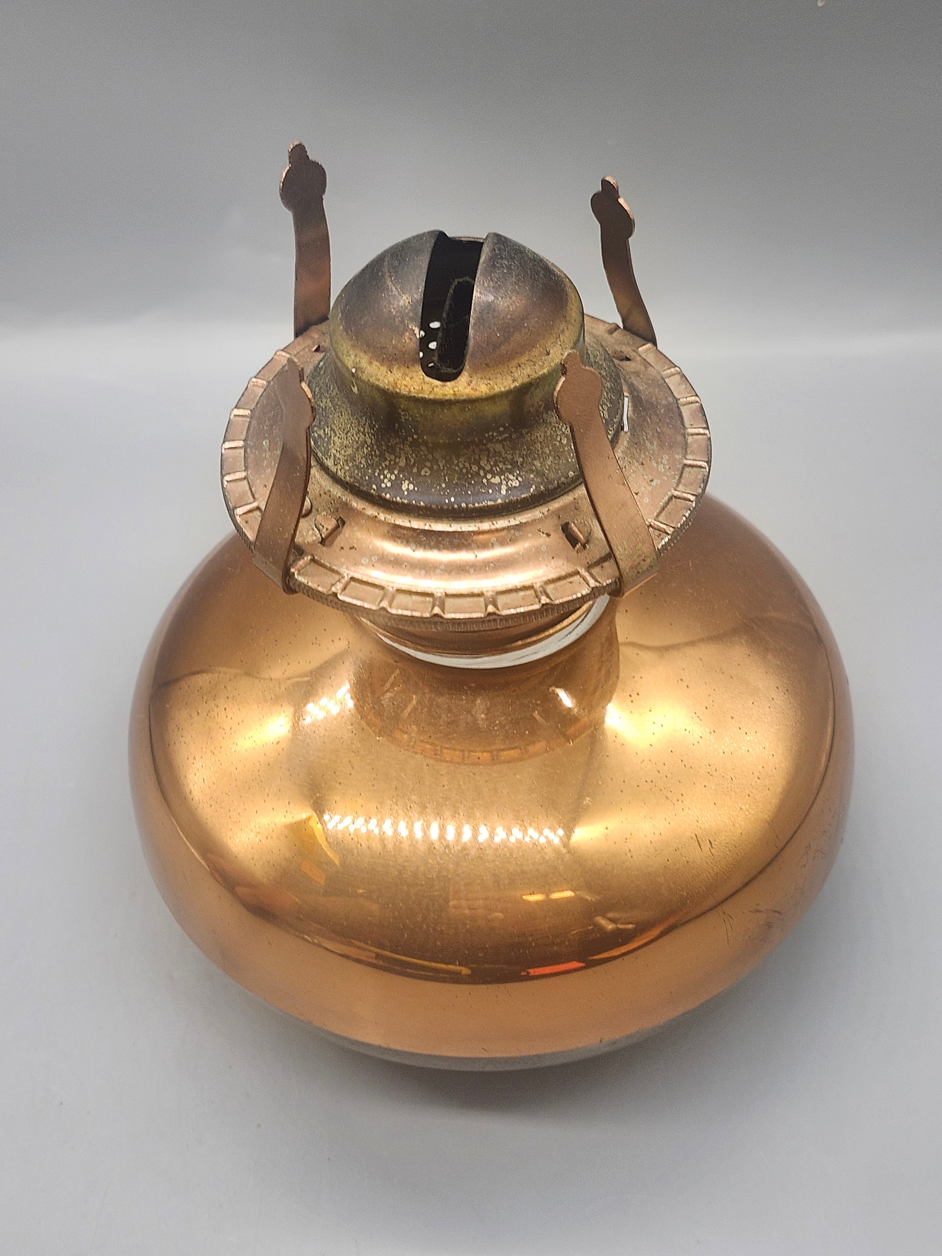Vintage Amber Glass Oil Lamp Font Brass Burner Replacement Reservoir Base