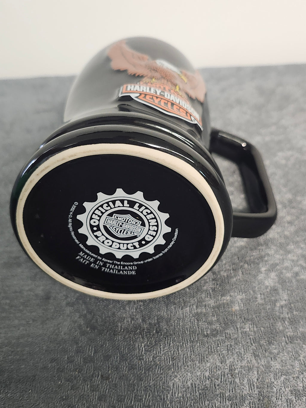 Harley-Davidson Eagle Black Ceramic Coffee Mug Orange Interior Licensed