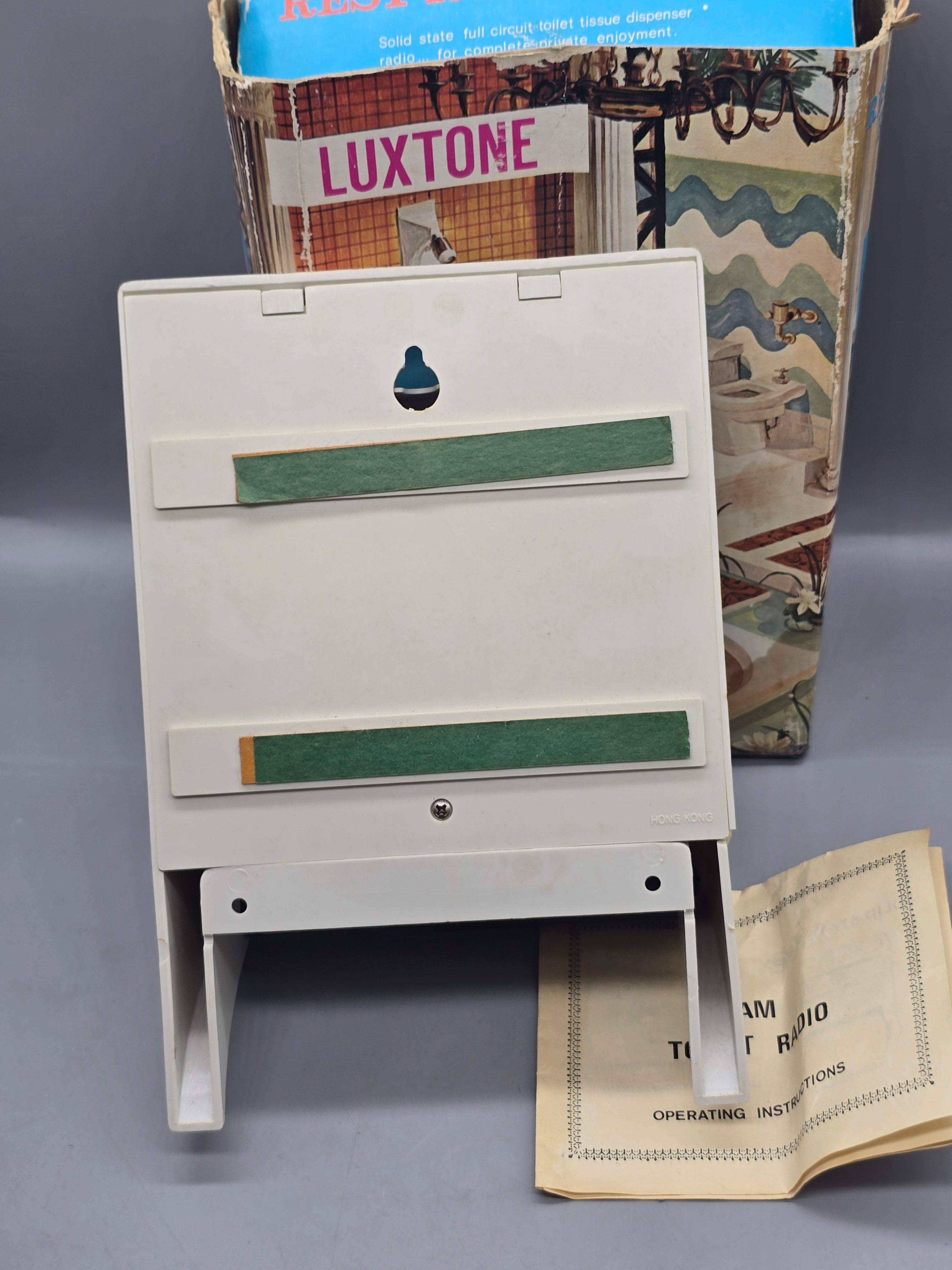 Vintage Luxtone Rest Room Radio Toilet Paper Dispenser AM Radio w/ Original Box & Manual – Read